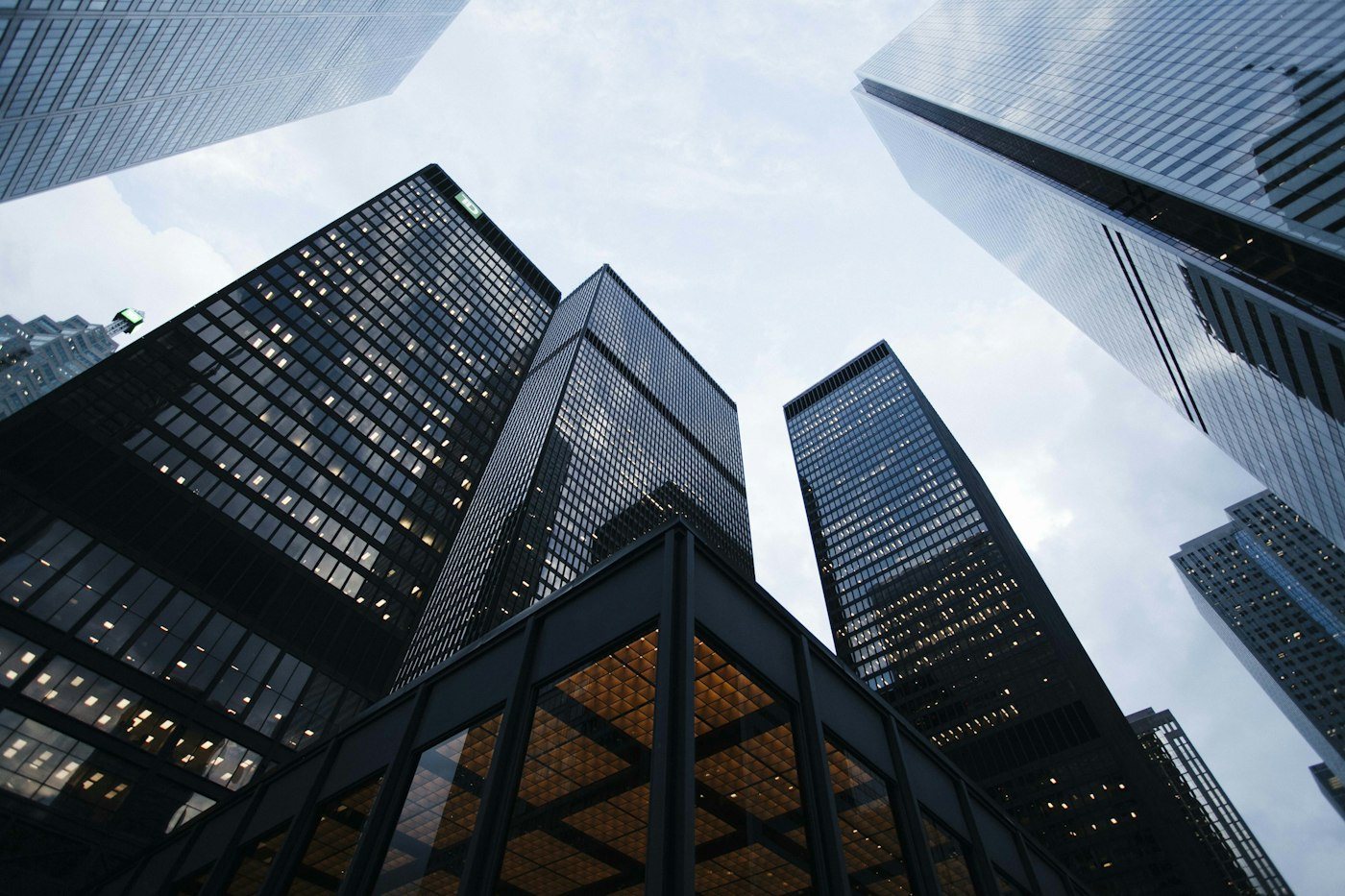 Commercial building glass facade