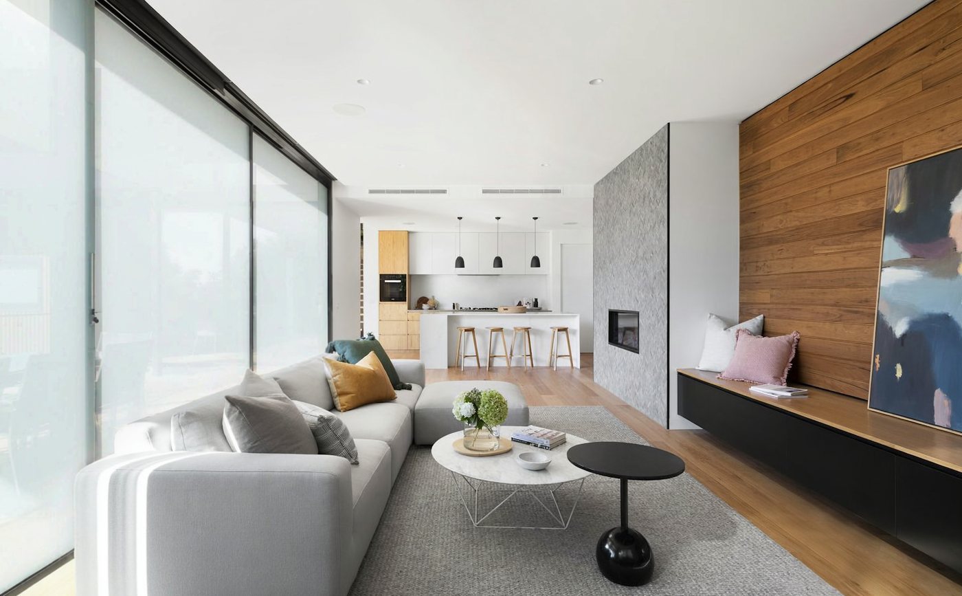 Villa living room window in clear and opaque states - opaque state (power off)