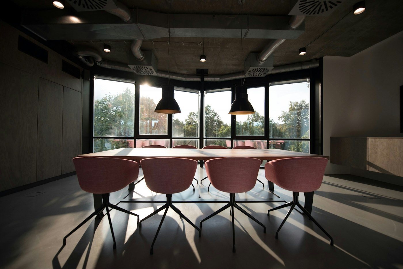 Open office glass partitions with smart film