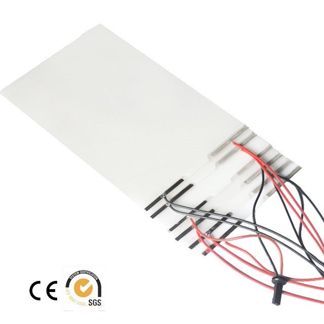 Close-up of the copper-foil busbar and silver-ink electrode on a smart film piece